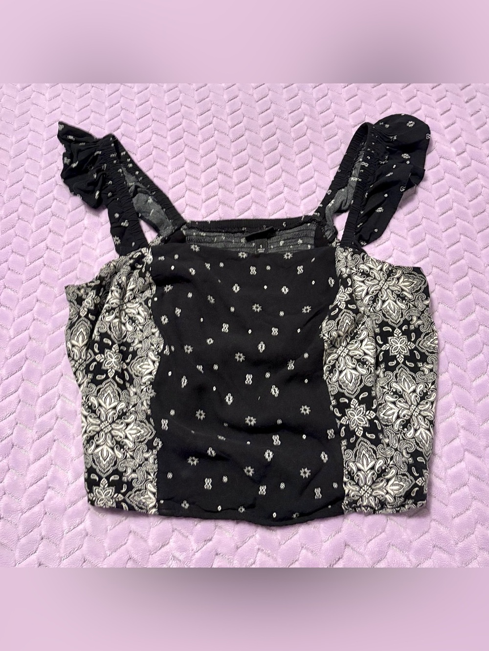 torrid Black & White Printed Square-Neck Tank